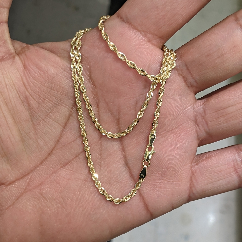10kt Real Gold Rope Chain 2mm 16 Inches - Picture 1 of 8